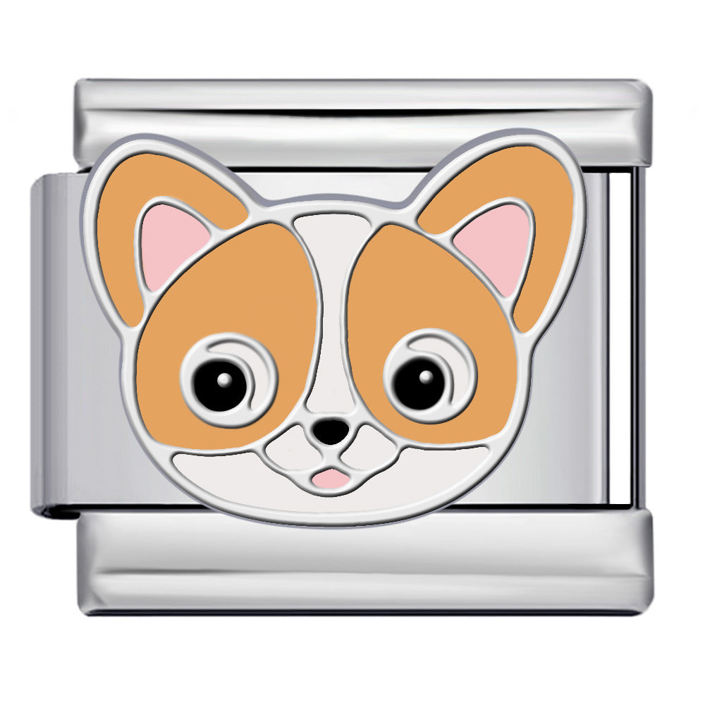 Wholesale Italian Charm Bracelet 9mm DIY Splicing Cute Cartoon Dog Stainless Steel Composable Bracelet