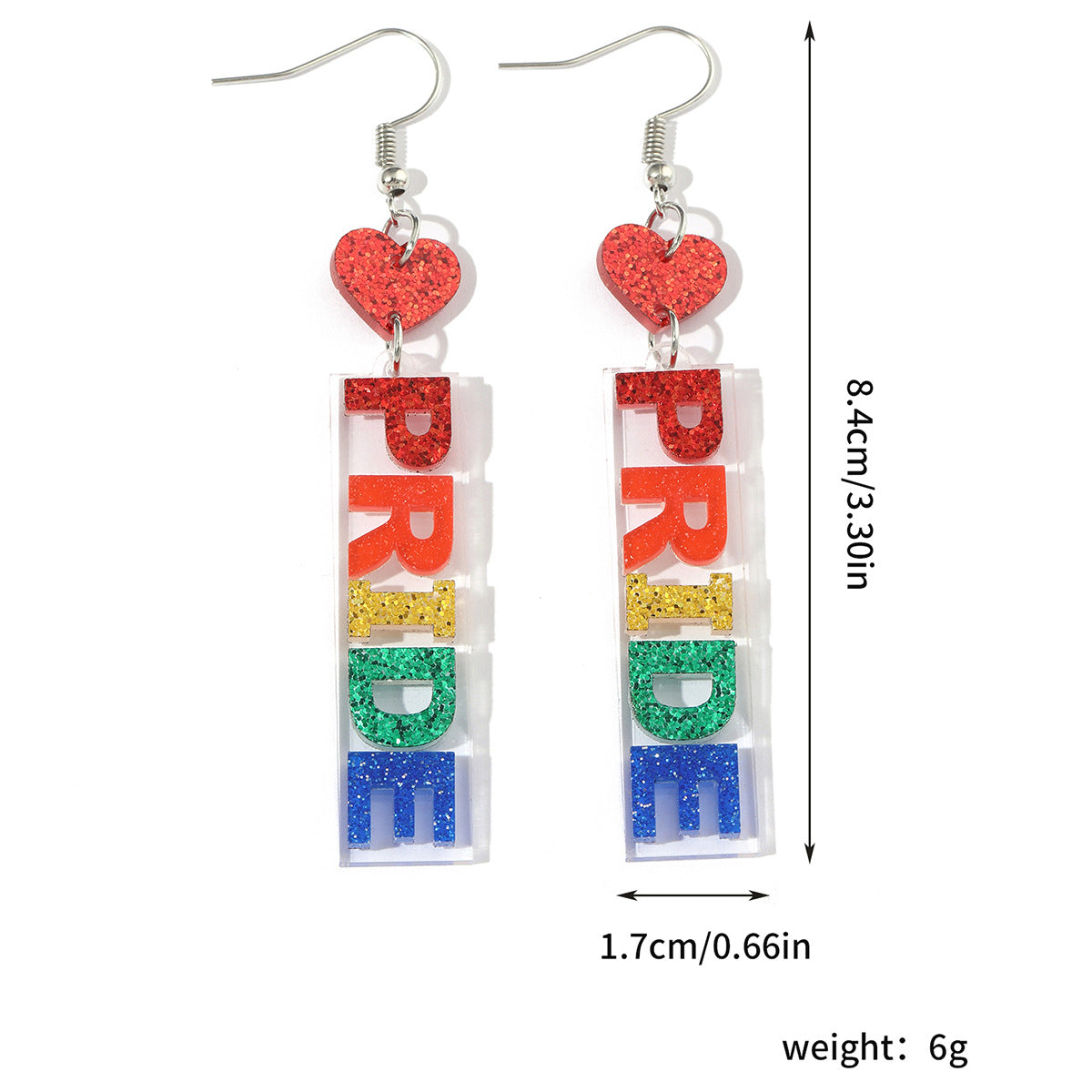 Wholesale color sense rainbow color letters love acrylic earrings