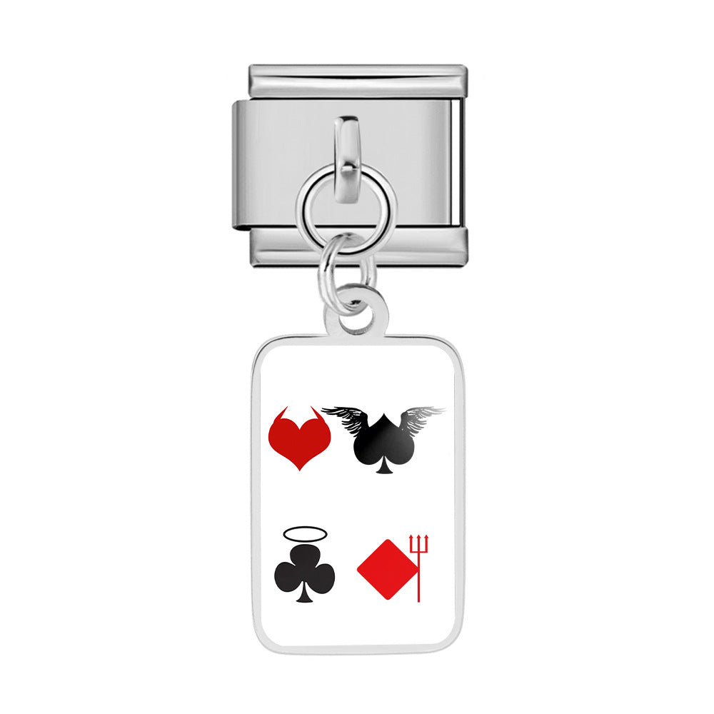 Wholesale Trendy Playing Card Pendant Stainless Steel Bracelet Fashion Accessory For Boutique Resale