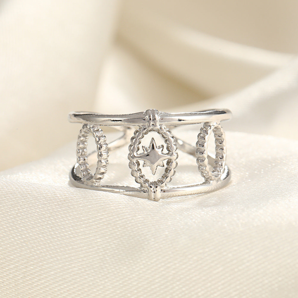 Wholesale Line Hearts Butterfly Irregular Stainless Steel Open Rings  ACC-RS-TaiMei004