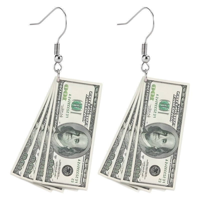 Wholesale Acrylic Banknote Earrings