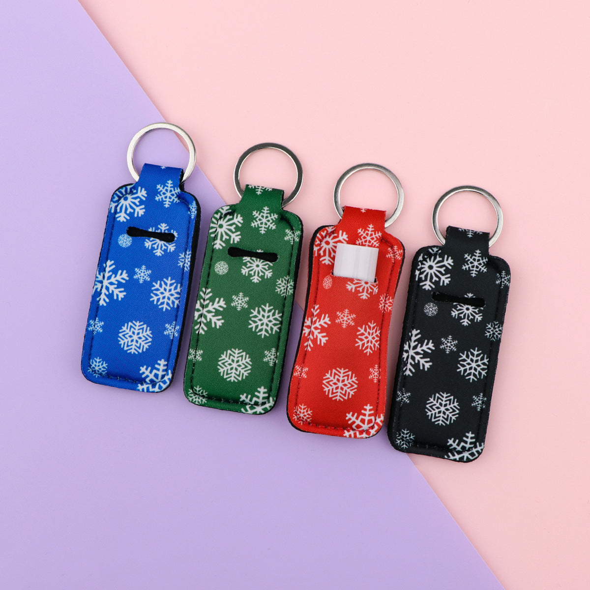 Wholesale 6pcs  Snowflake Pattern Lipstick Case Keychain