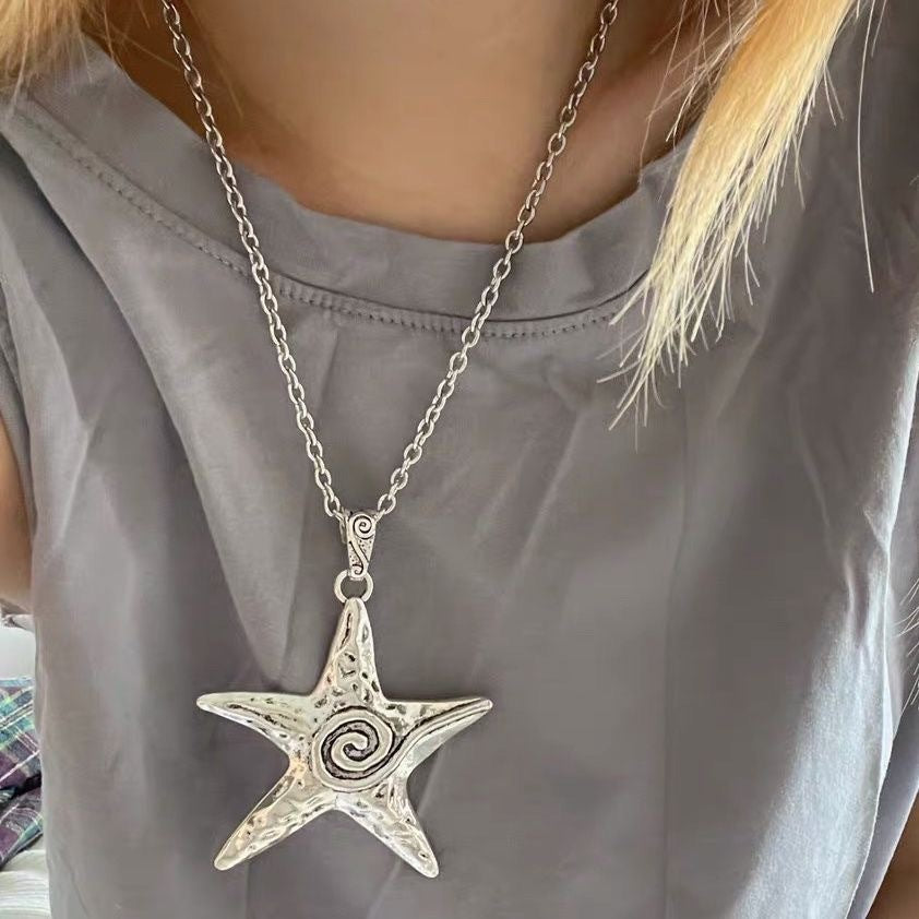 Wholesale Y2K Sweet Cool Sea Star Necklace Female Niche Retro Sweet Cool Spice Girl Style Sub-culture Ins Star Starfish Clavicle Chain