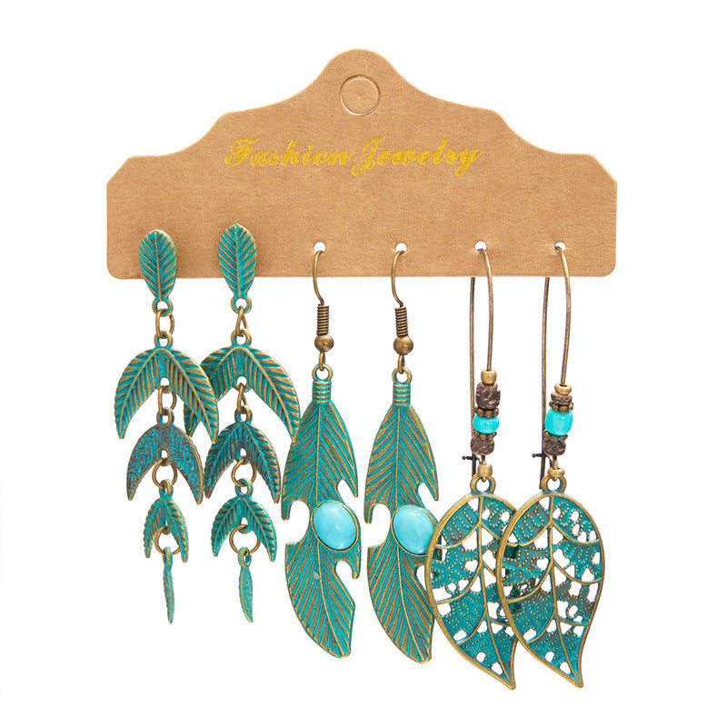 Wholesale Bohemian ethnic style  earrings  all-match long tassel retro combination earrings