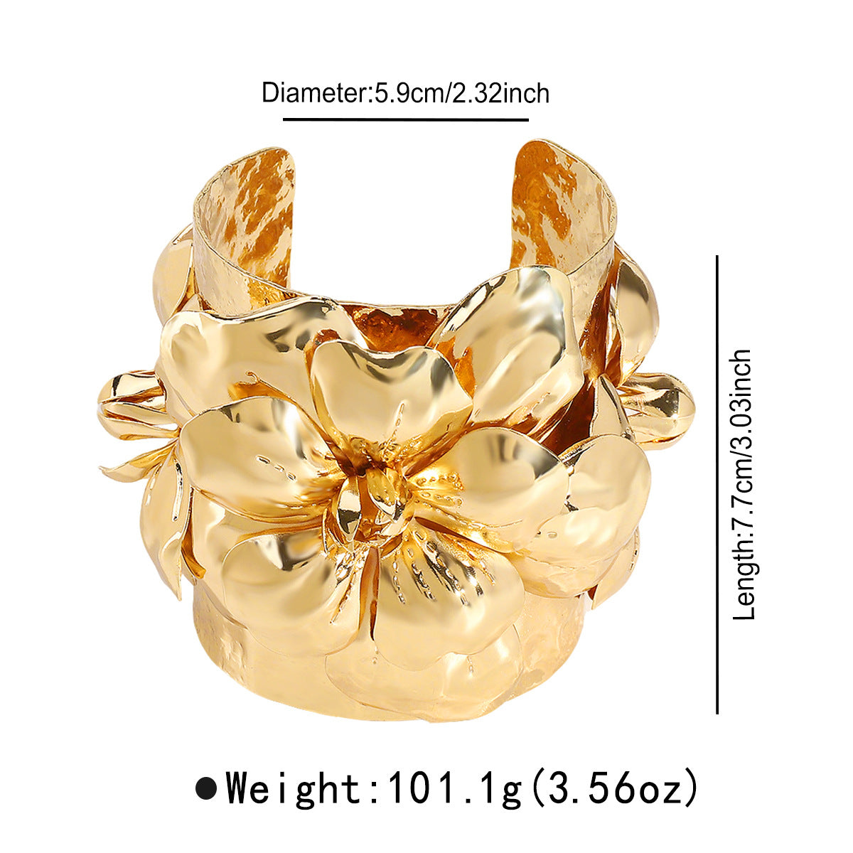 Wholesale exaggerated three-dimensional metal flower wide open bracelet