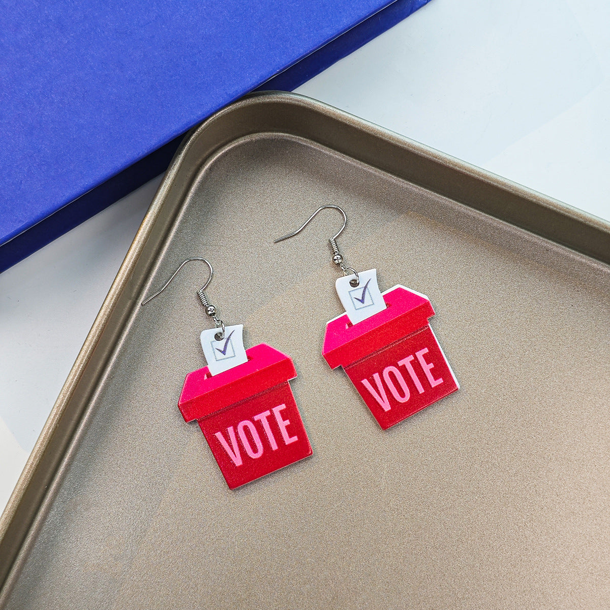 Wholesale Vintage Heart Flowers Independence Day Acrylic Earrings ACC-ES-HeMing008