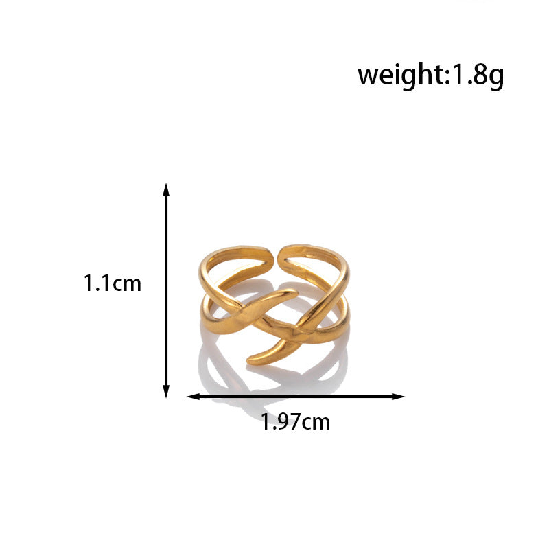 Wholesale  titanium steel light luxury creative cross line niche opening  adjustable rings bracelet