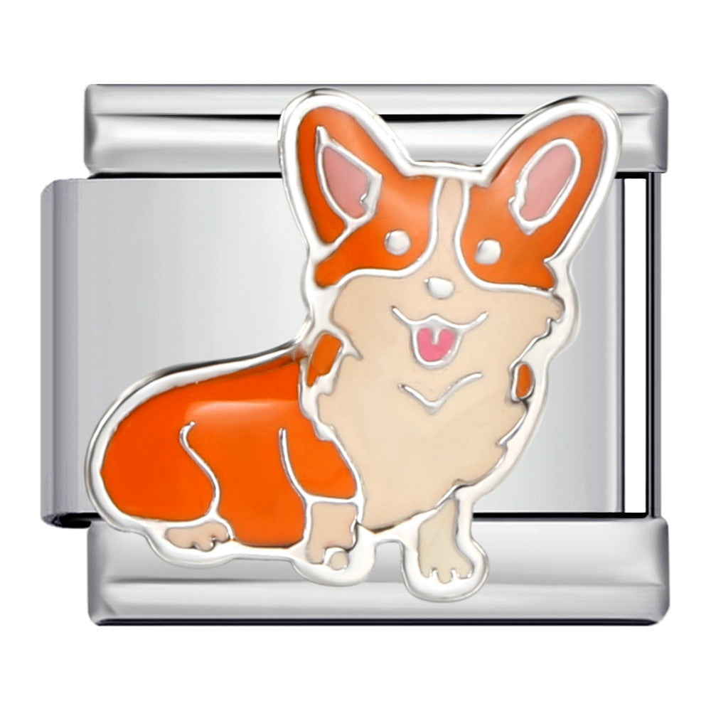 Wholesale  Italian Charm Bracelet 9mm DIY gold and silver pet dog series  Creative Stainless Steel Composable Bracelet