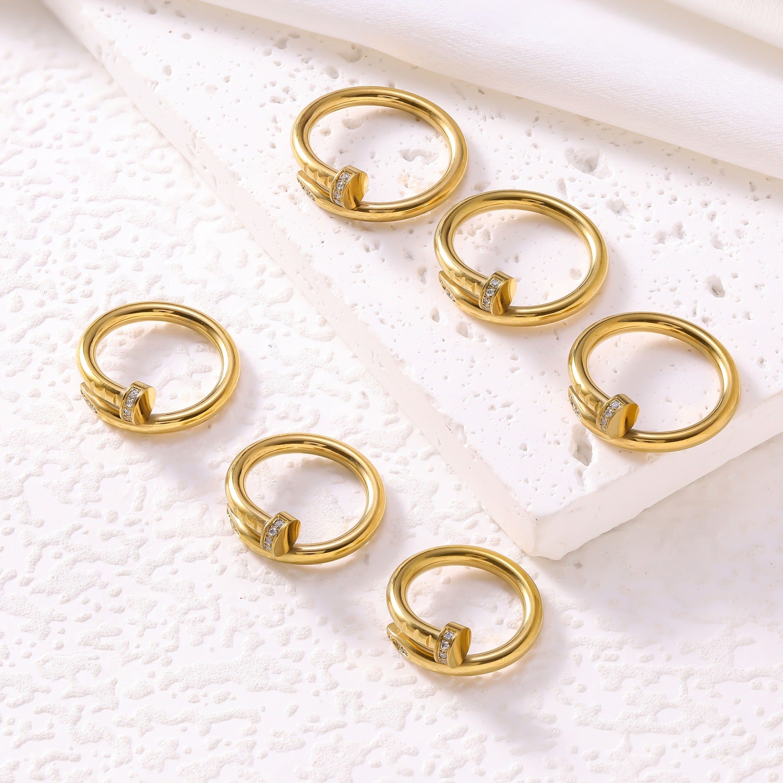 Wholesale Trendy Diamond Nail Couple Ring Everyday Fashion Accessory Gift