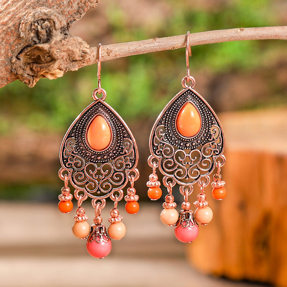 Wholesale Ethnic Style Colorful Tassel Earrings Zinc Alloy Fashion Accessory