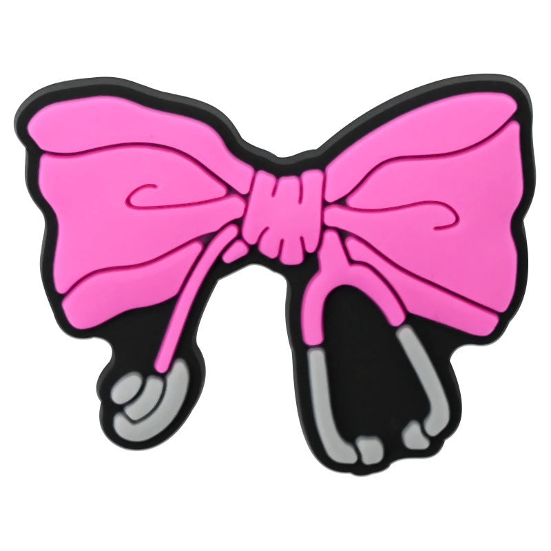 Wholesale  Random 100PCS cARtoon bows PVC Soft Rubber Shoe Buckle Decoration