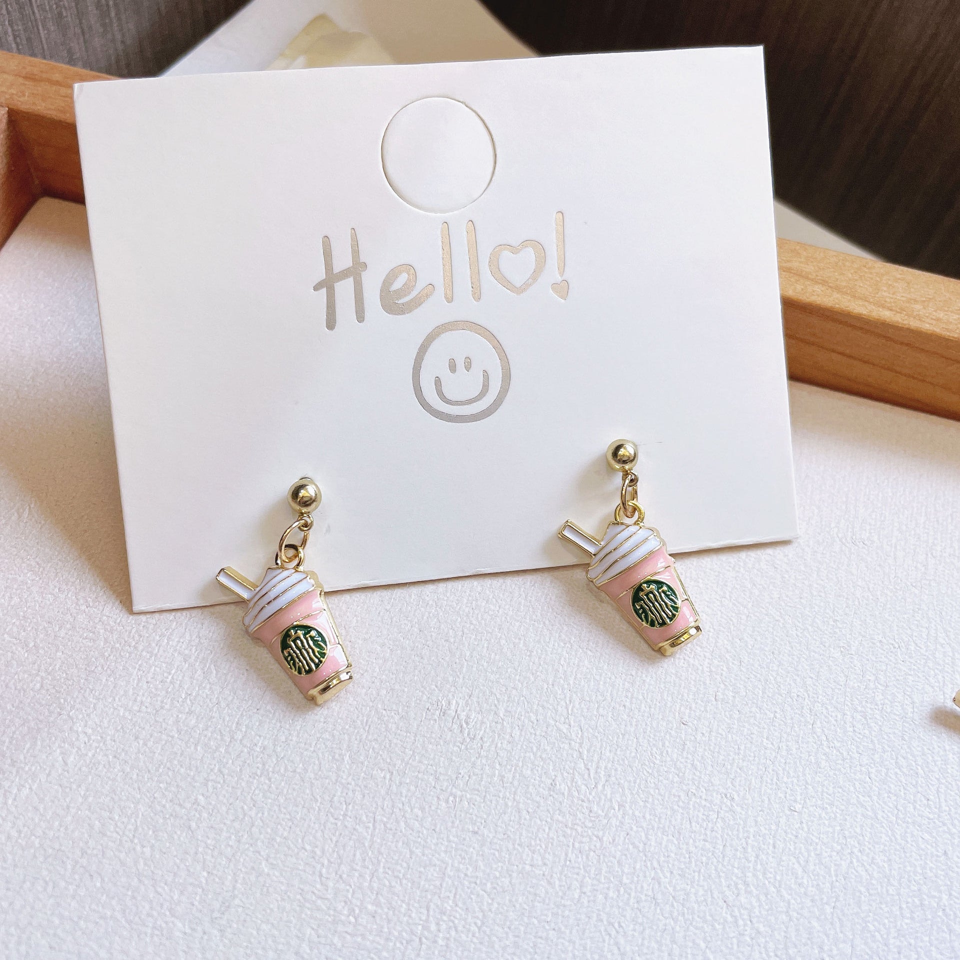 Wholesale Cute Coffee Cup Metal Earrings ACC-ES-Yijia007