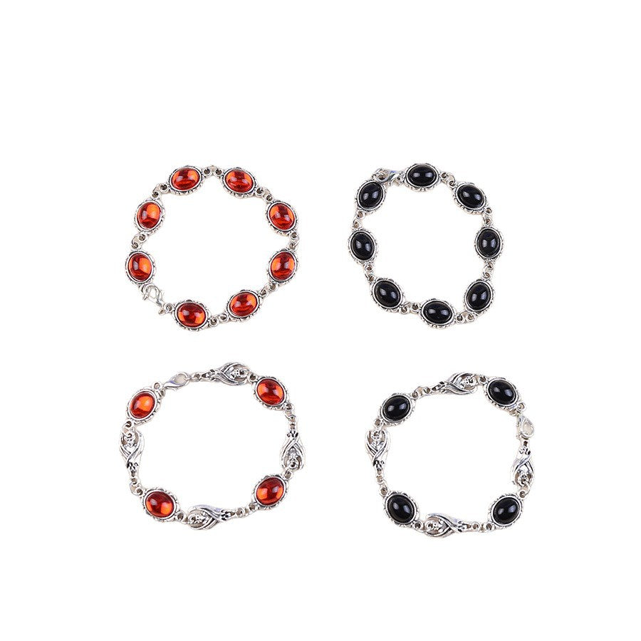 Wholesale Electroplated Zinc Alloy Ruby-Encrusted Punk Style Bracelet for Women Boutique Resale