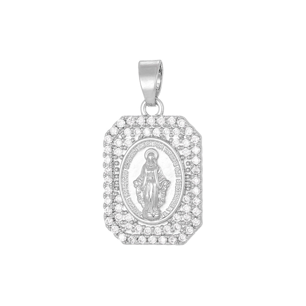 Wholesale Gold Plated Saint Benedict Square Pendant with Zircon Jewelry Accessory for Everyday Wear