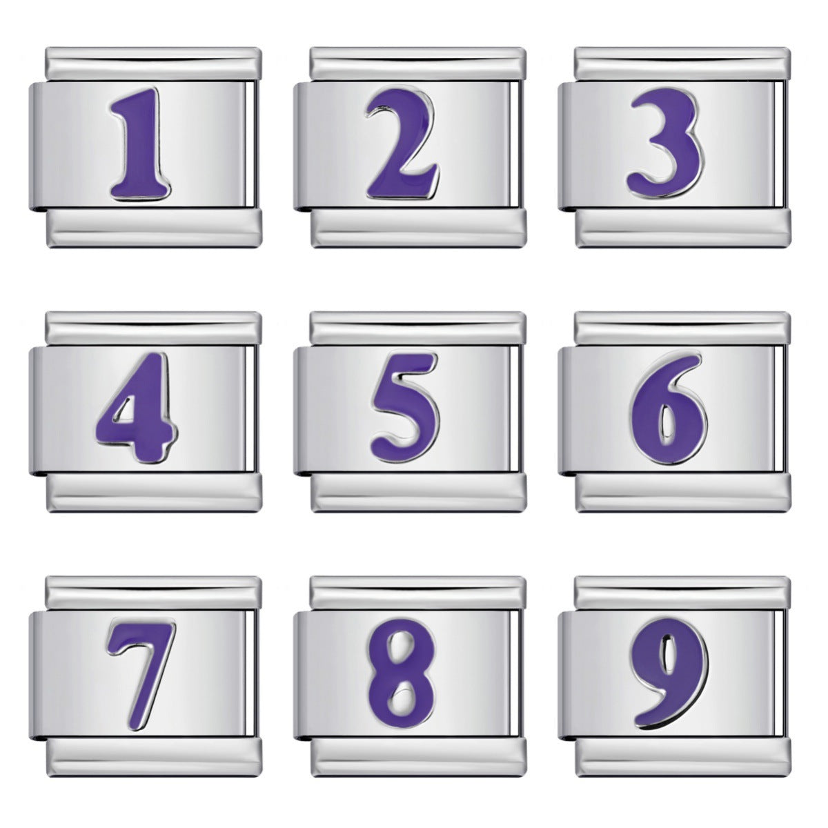 Wholesale 5pcs Italian Charm Bracelet 9mm DIY Splicing Colored Titanium Number Stainless Steel Composable Bracelet