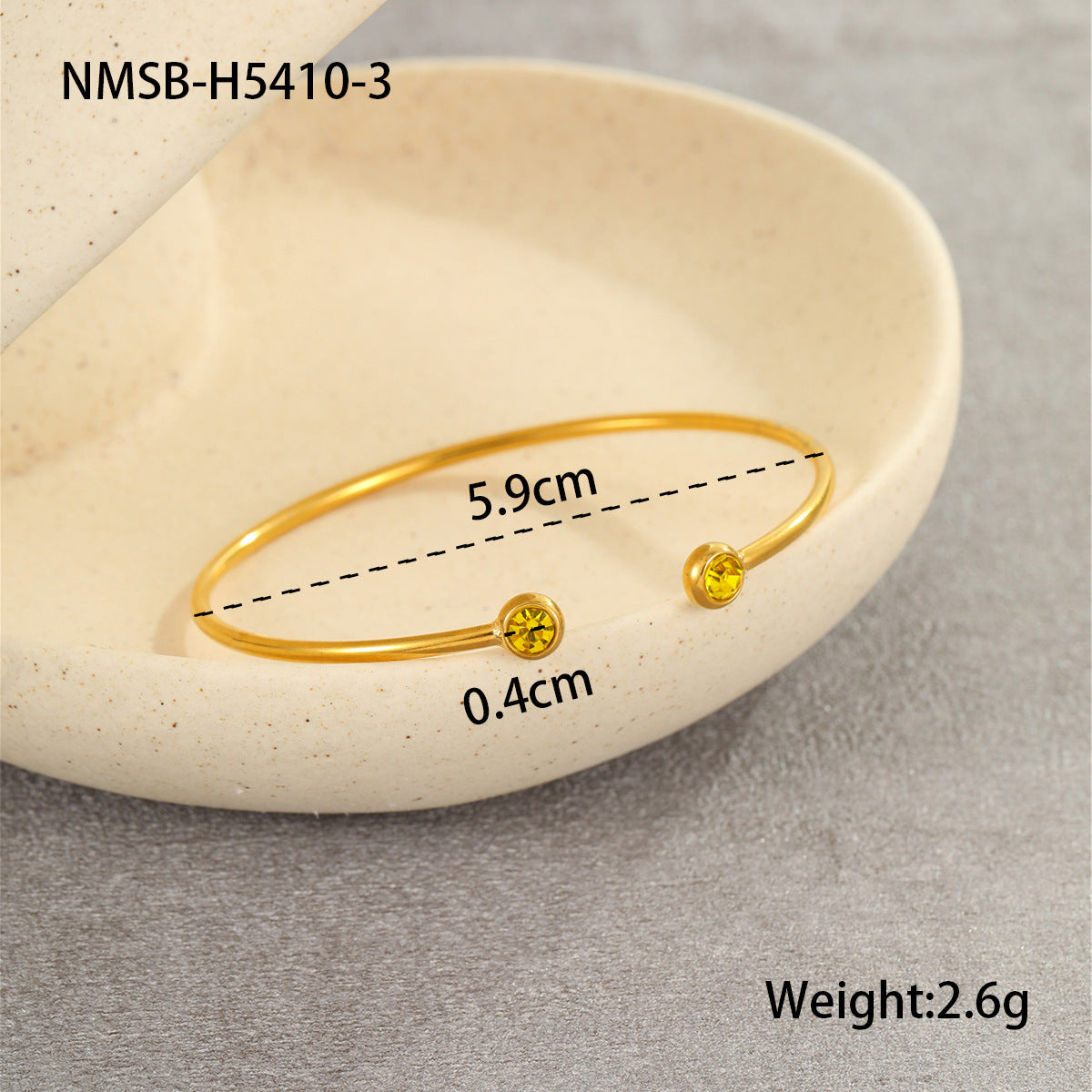 Wholesale 18K gold-plated C-ring inlaid with zircon stainless steel bracelet