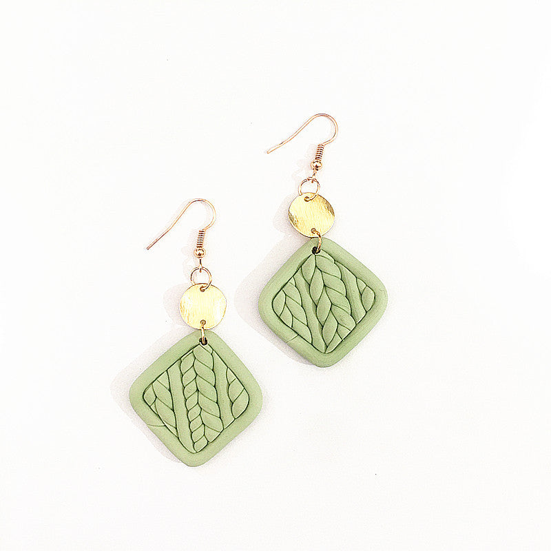 Wholesale Soft Clay Earrings Creative Artistic Woven Geometric Vintage Round Earrings