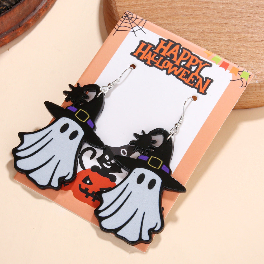 Wholesale Halloween Series Earrings Pumpkin Candy Ghost Acrylic Earrings ACC-ES-ManT027