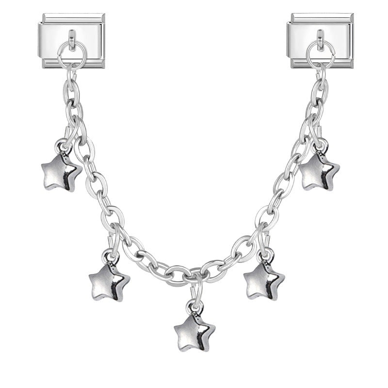 Wholesale 9mm Italian Charm Starter Bracelets DIY Double Hanger Stainless Steel Composable Bracelet