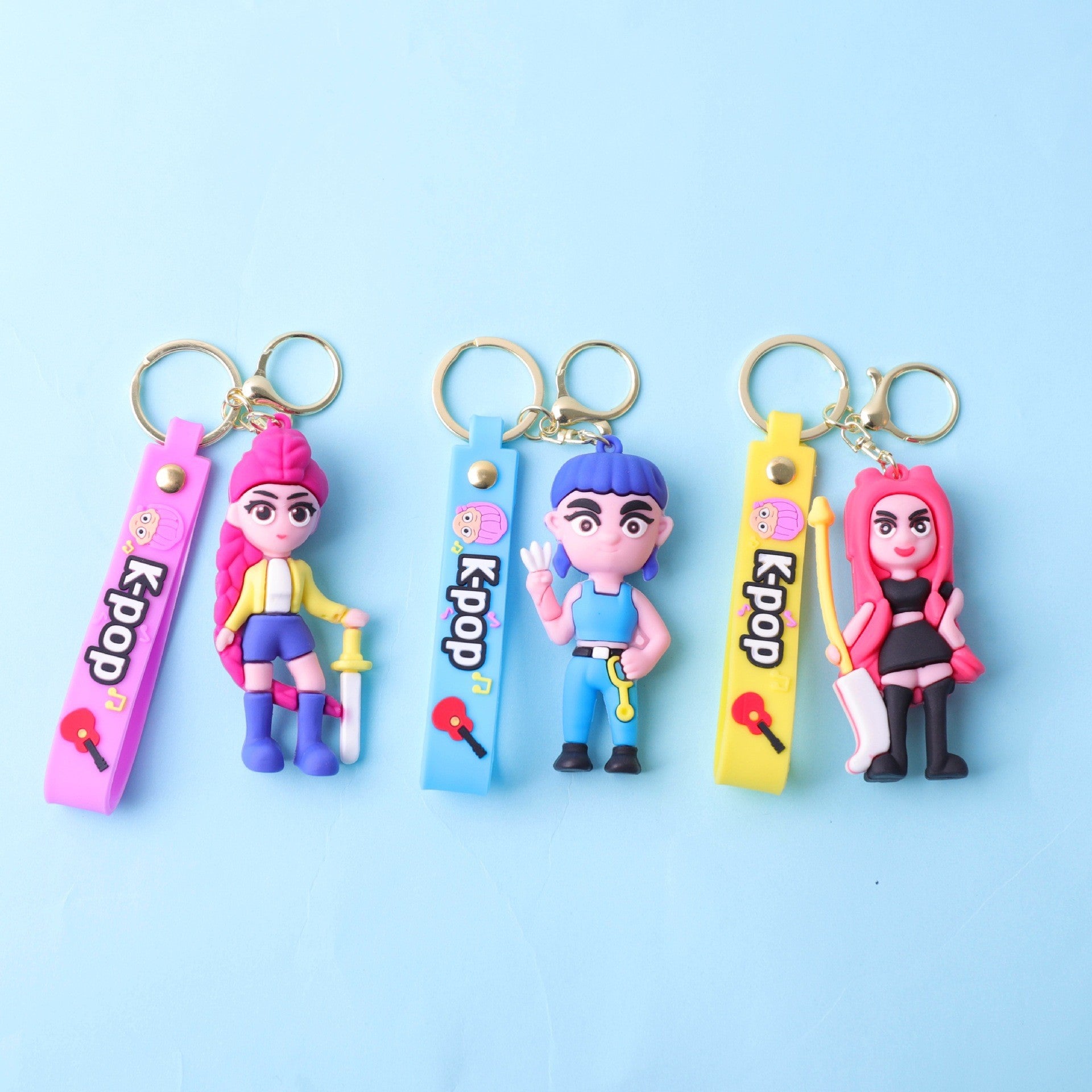 Wholesale PVC soft glue witch hunting girl group surrounding key chain