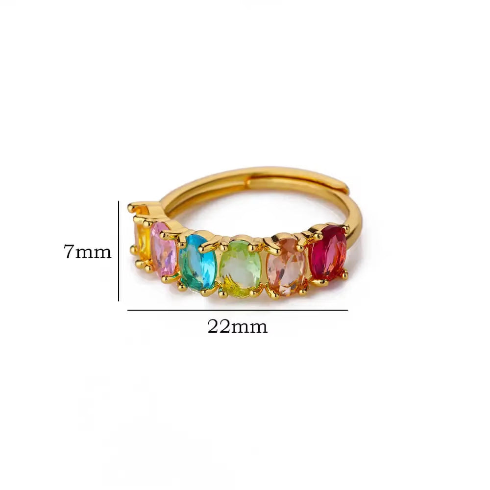 Wholesale Gold Plated Heart Shape Open Ring with Multicolor Zircon - Boutique Resale Jewelry Accessory
