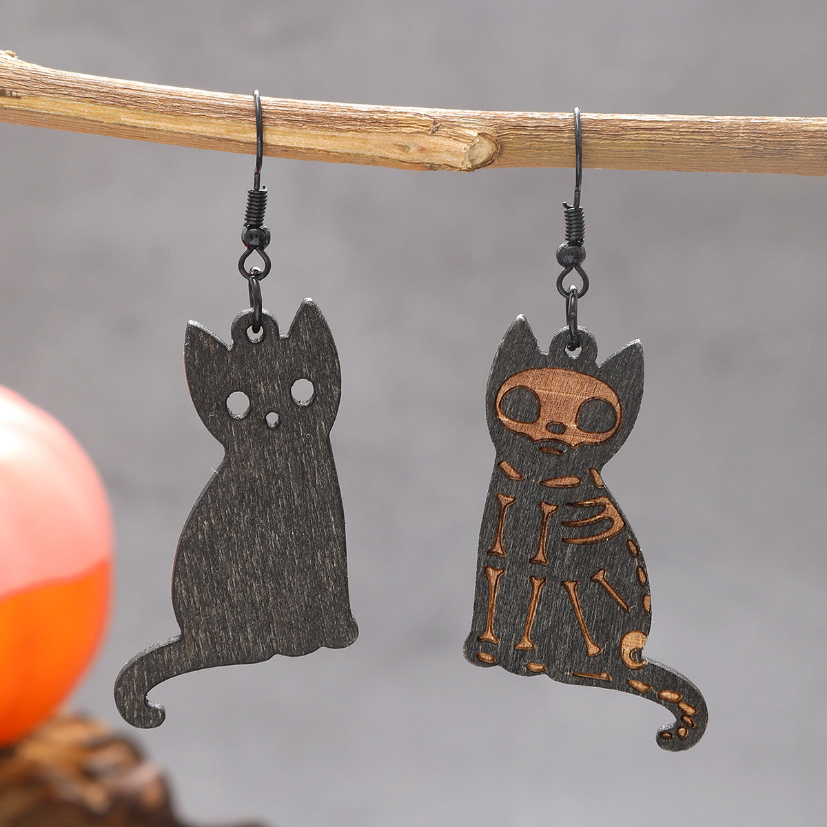 Wholesale Wood Flower Skull Pumpkin Earrings