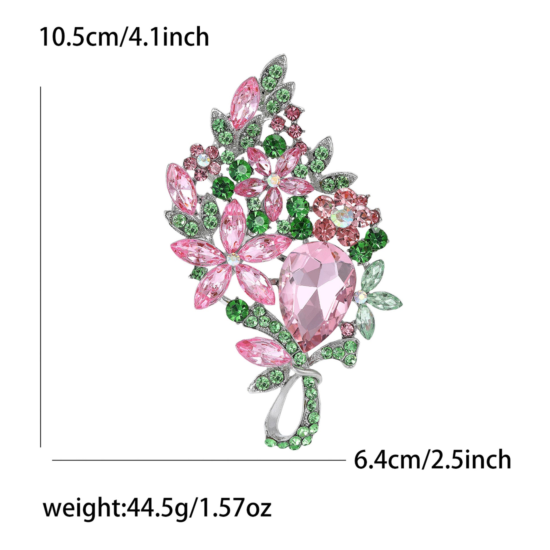 Wholesale Pink Green Floral Crystal Glass Brooch Women S Decorative Fashion Gift