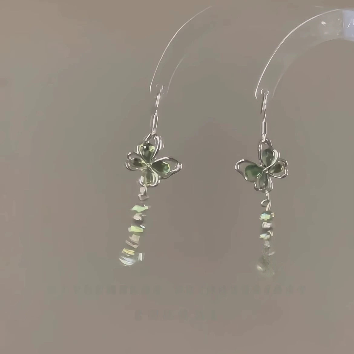 Wholesale green butterfly earrings  light luxury high-end earrings