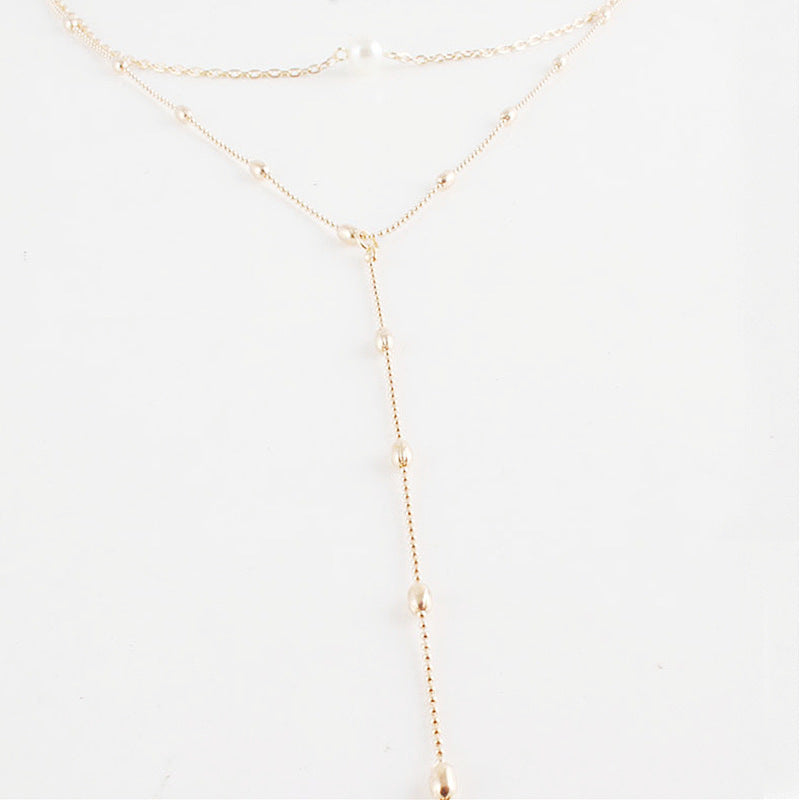 Wholesale  multi-layer Pearl tassel necklace