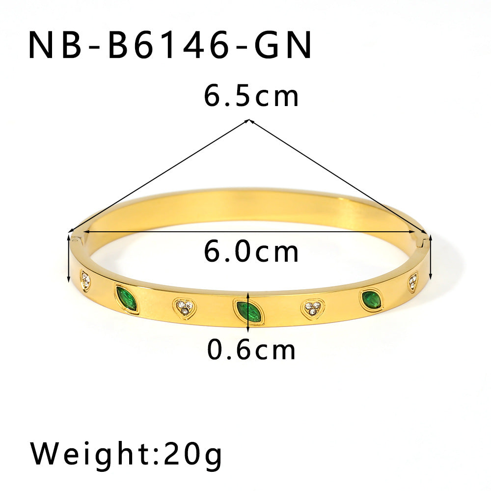 Wholesale Stainless Steel Inlaid Zircon Colorful Leaf Snowflake Love Geometric Bracelet ACC-BT-XinY027