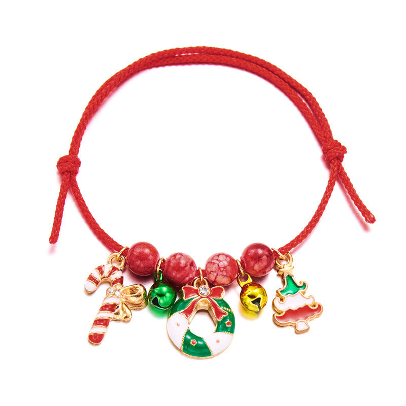 Bracciale combinato con ciondolo stampella alce albero intrecciato campana di Natale all'ingrosso