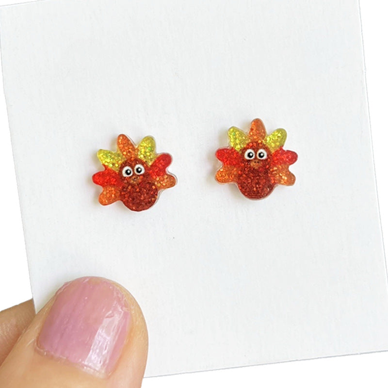 Wholesale 2pairs/pack Thanksgiving Turkey Pumpkin  Acrylic Earrings