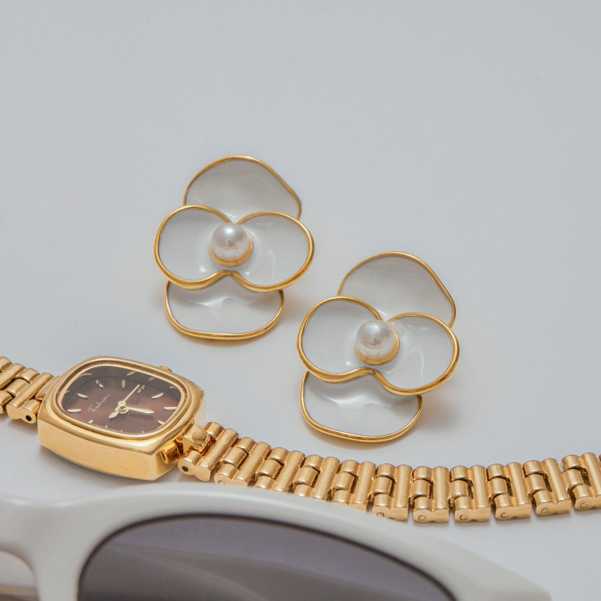 Wholesale  Stainless Steel Oil Drop Flower Earrings