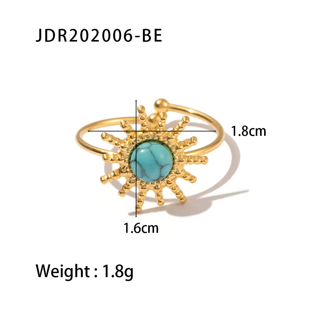 Wholesale Retro Titanium Steel Open Gemstone Ring