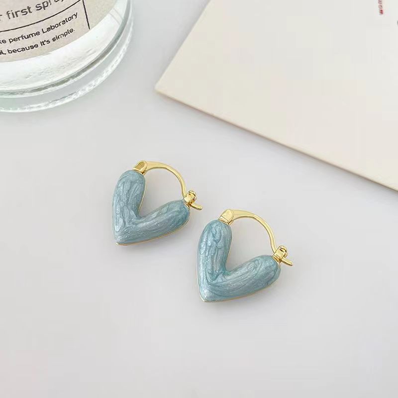 Wholesale Heart Shape Drip Glaze Earrings,  Alloy Ear Studs for Women,  Trendy Love Ear Cuff,  Everyday Wear or Gift