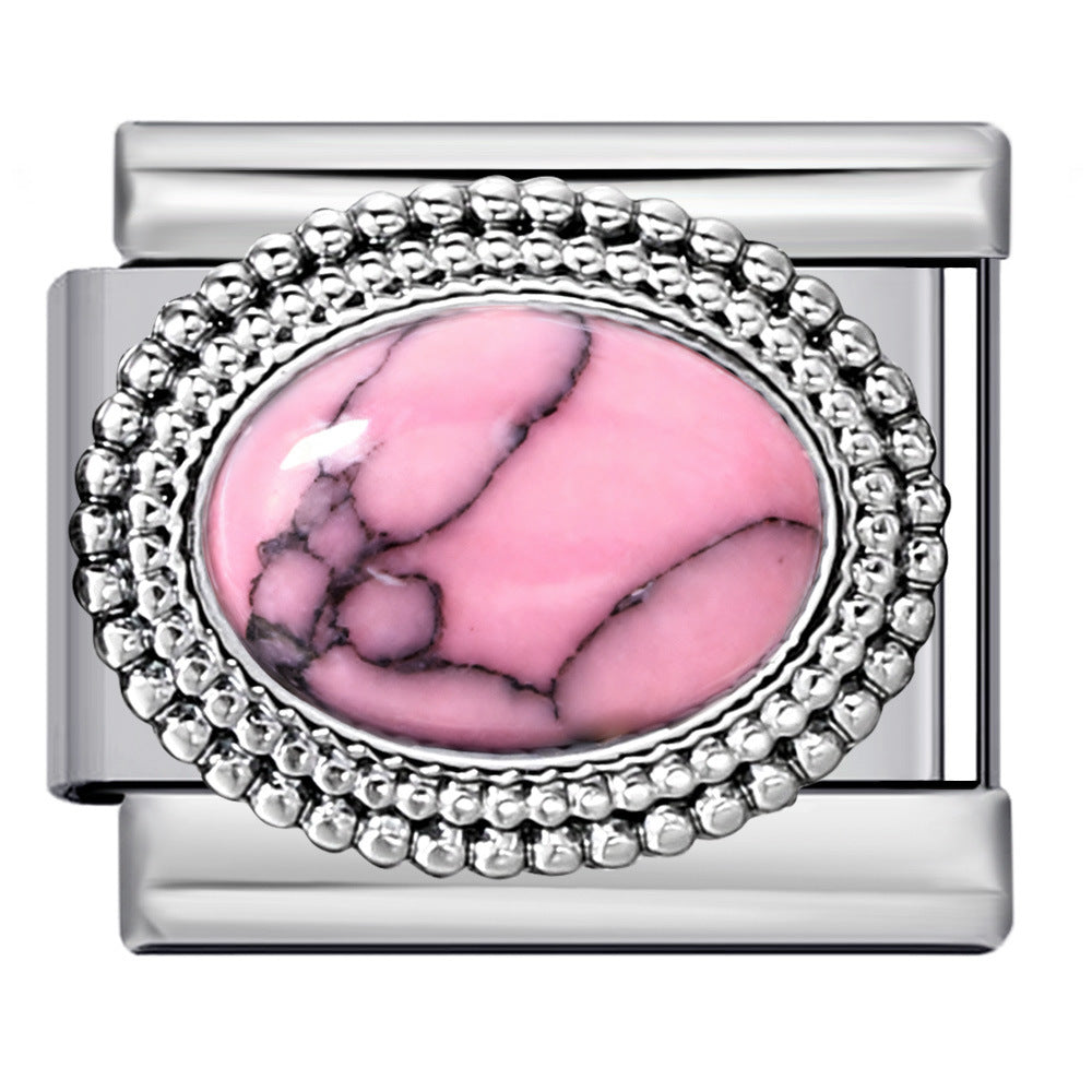 Wholesale Italian Charm Bracelet 9mm DIY  Oval Colored  Creative Stainless Steel Composable Bracelet