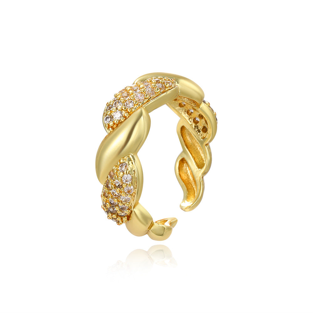 Wholesale 18k copper plated geometric spiral teardrop-shaped adjustable ring