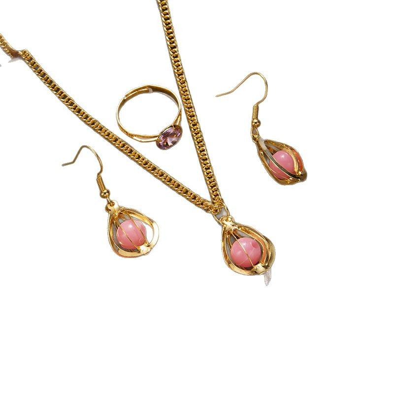 Wholesale hollow drop clip bead necklace earrings