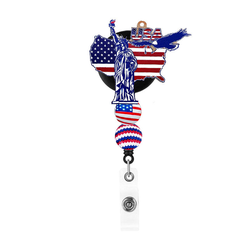 Wholesale American Independence Day Rainbow Sunflower Bull Head Retractable Badge Scroll Keychain Badge Reels ACC-KC-ChiHai004