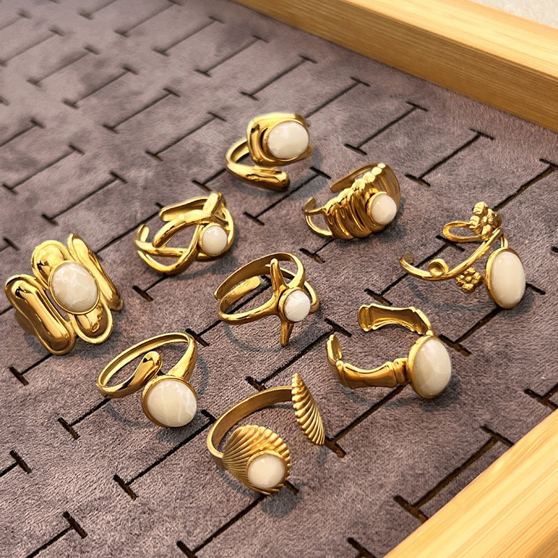 Wholesale Fashionable Titanium Steel Ring Inlaid with Natural Stone