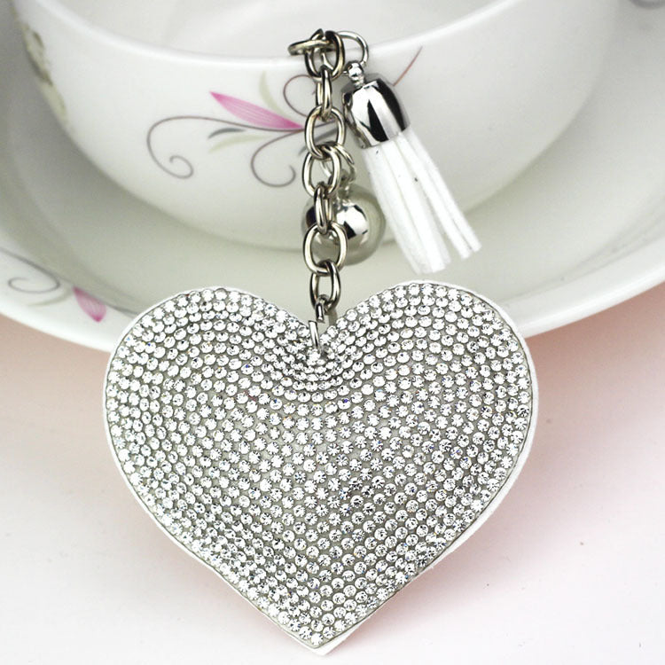 Wholesale 12pcs Heart Shape Hot Diamond Leather Keychain ACC-KC-DC001
