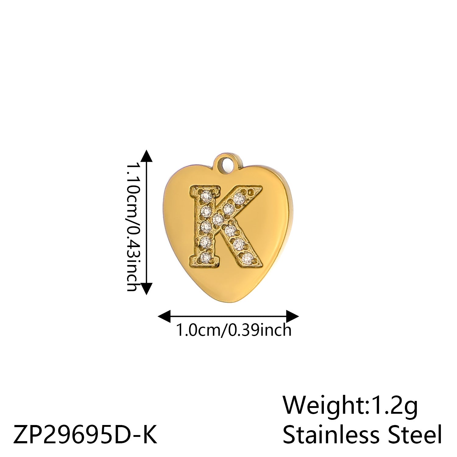 Wholesale Zirconium Love 26 Letter Stainless Steel Pendant