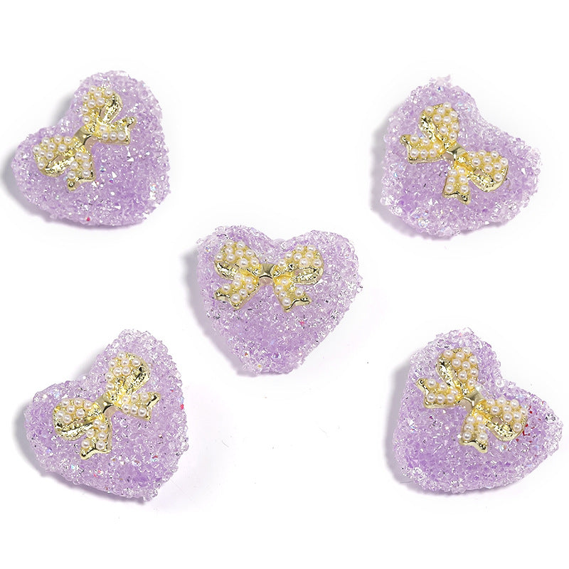 Wholesale of 5pcs/pack of Love Sugar Beads, Bow Shaped Diamond Beads, Water Diamond Beads ACC-BDS-BLG027