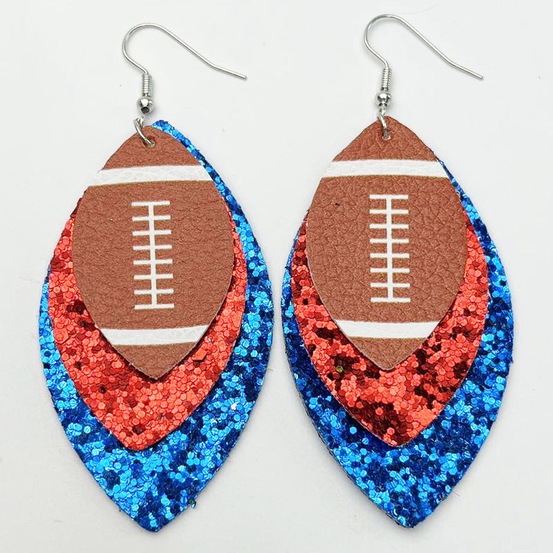 Wholesale 2pairs/pack Cheerleading Football Baseball Softball Sports Style Leather Earrings ACC-ES-HY115