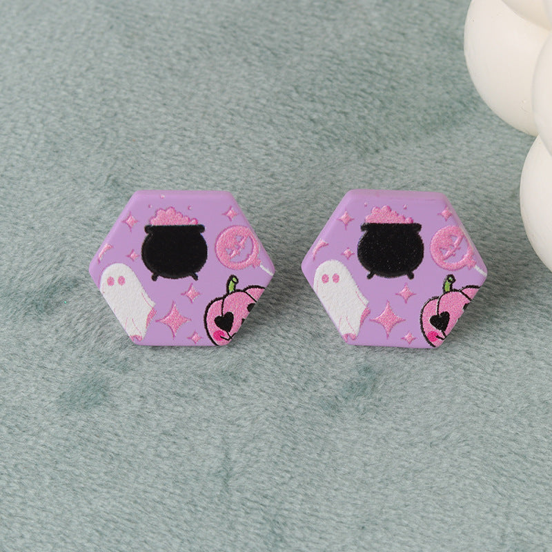 Wholesale   Ghost Bat Geometric Flowers Acrylic Earrings