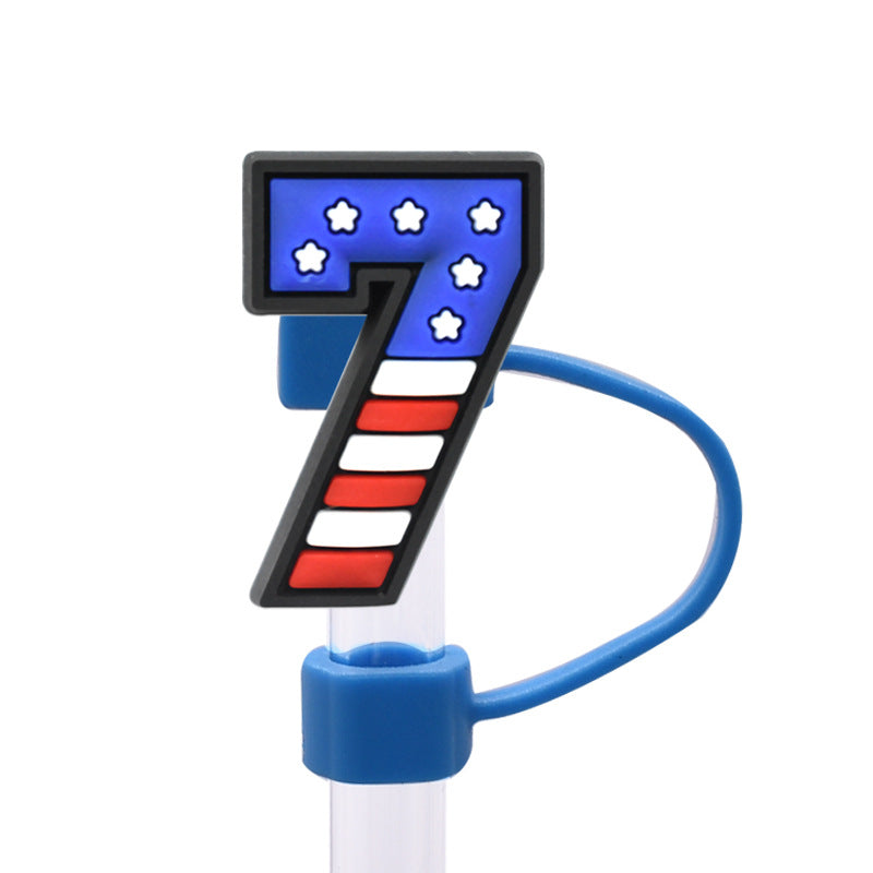 Wholesale Random 100pcs dustproof straw cap letter Straw Cover Straw Tube Cap