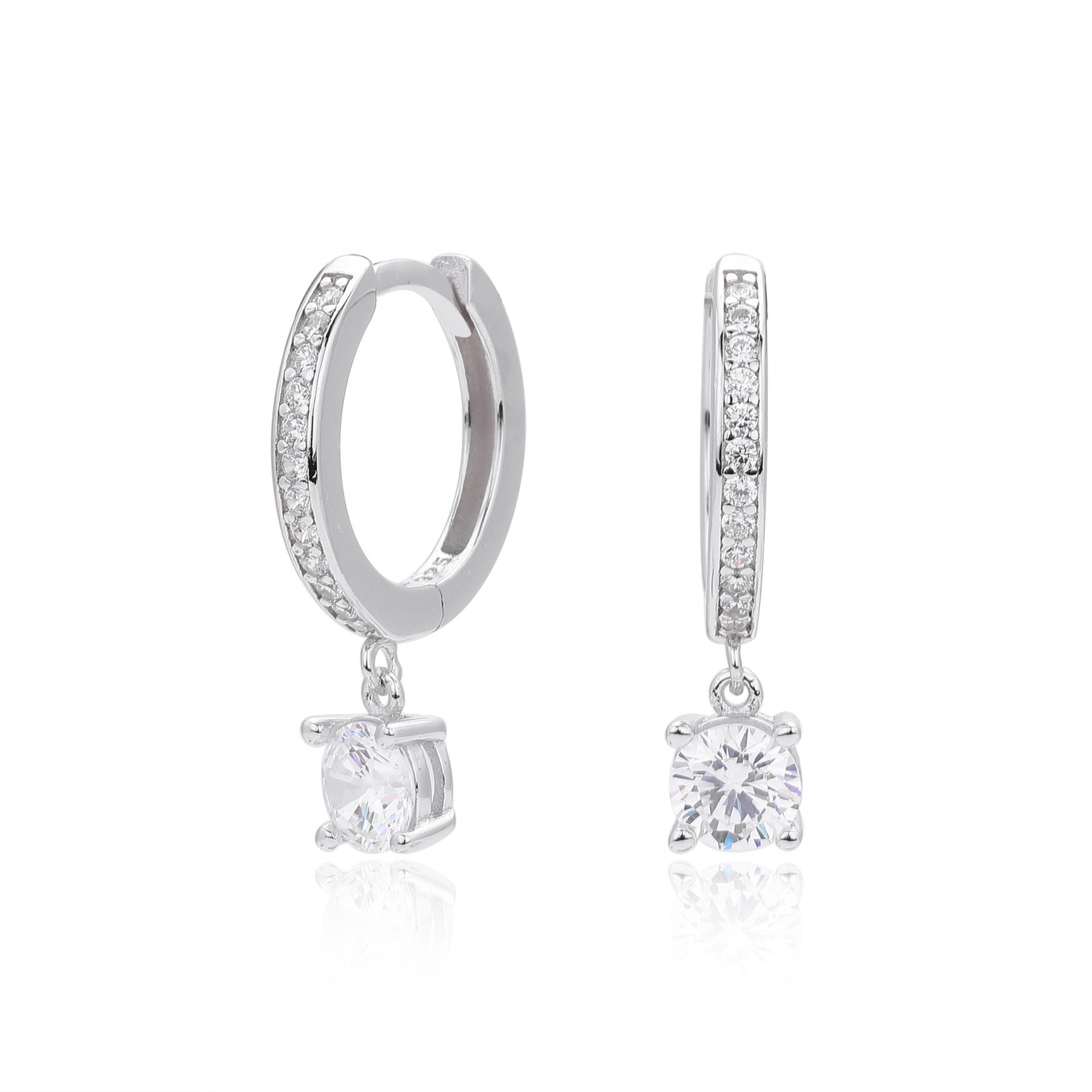 Wholesale  925 sterling silver inlaid zircon round pendant earrings