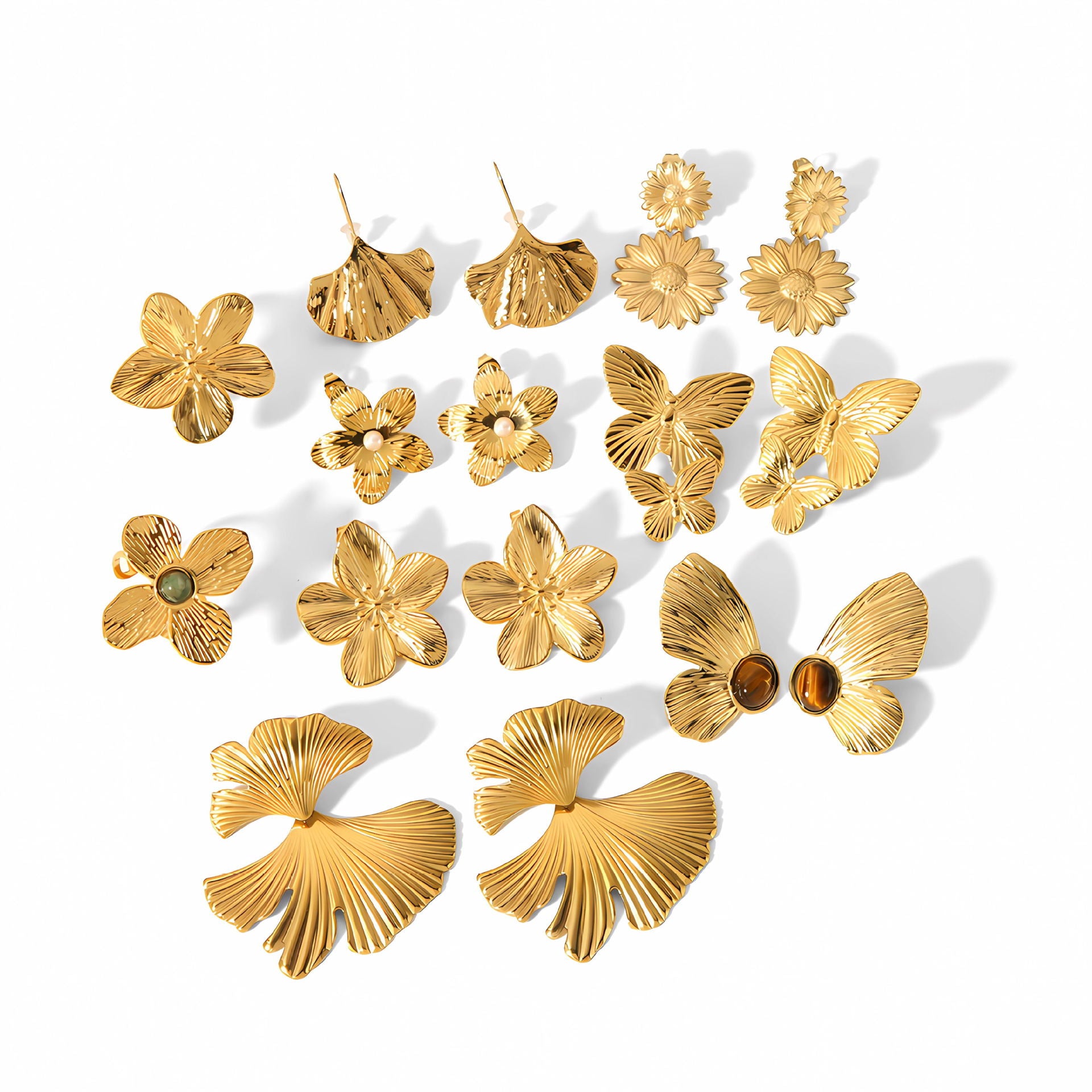 Wholesale Exaggerated Butterfly Sunflower Earrings 18K Gold Stainless Steel Earrings Statemente Earrings ACC-ES-LiQuan002