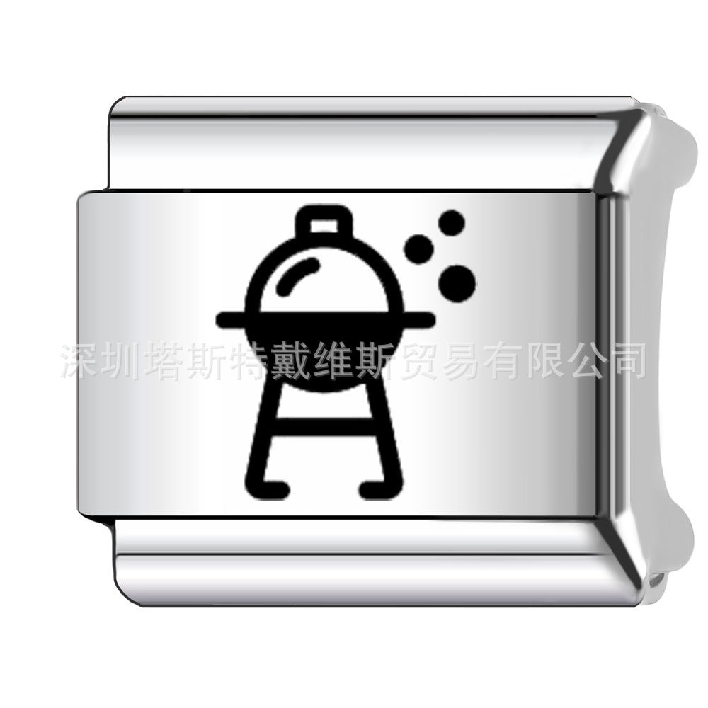 Wholesale 9mm Italian Charm Starter Bracelets DIY square Single Section Creative Stainless Steel Composable Bracelet