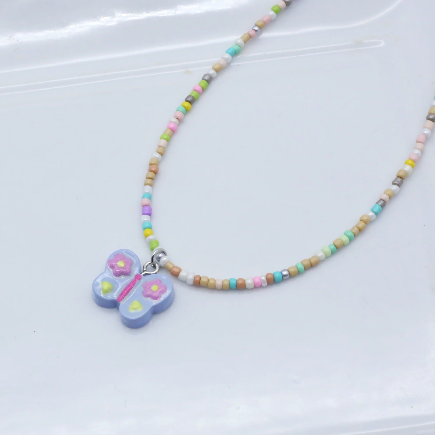 Wholesale  colorful butterfly flower clavicle chain necklace